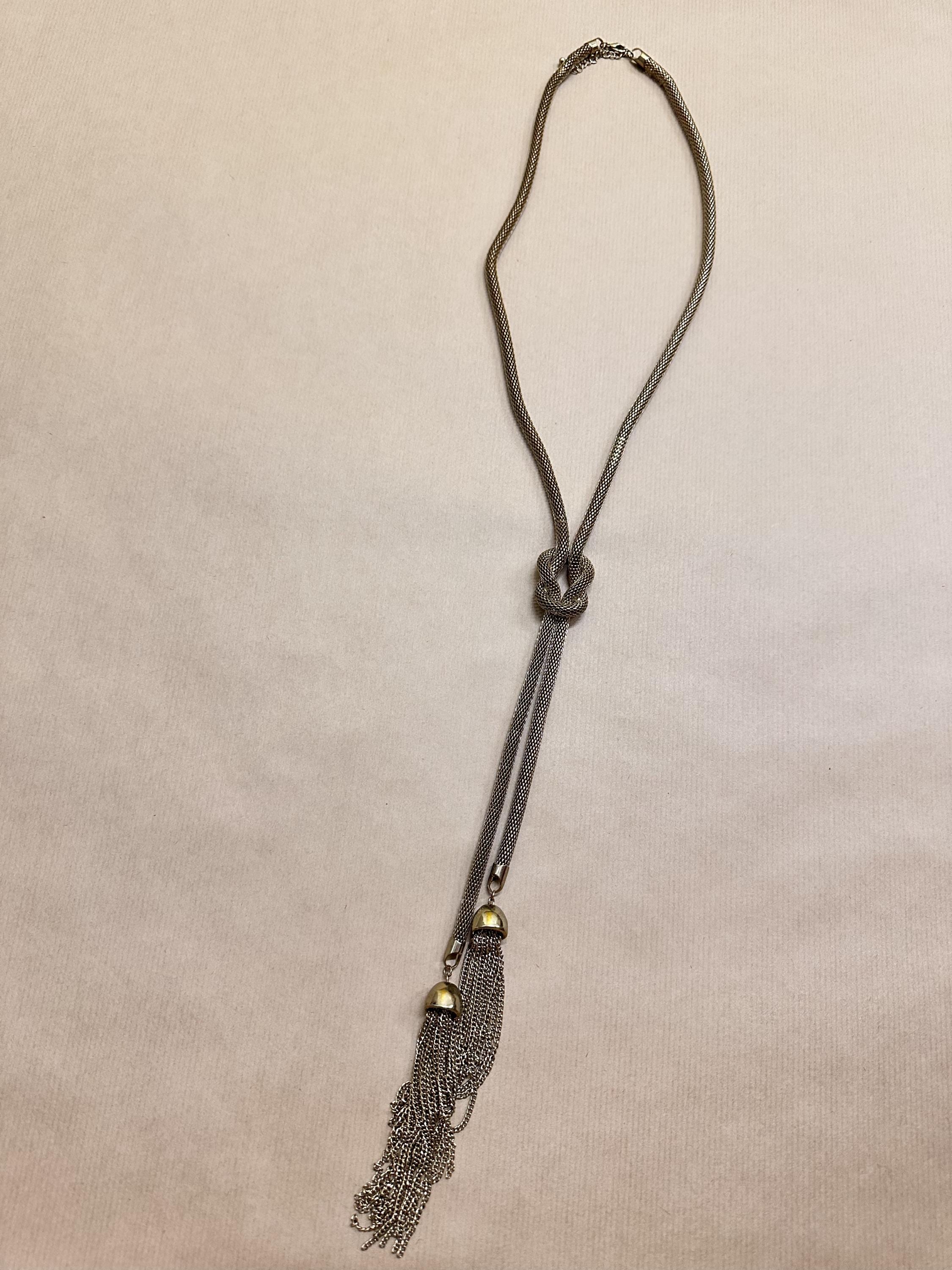 Vintage Ethnic Egyptian Style Serpent Gold Tone Tassel Knot Necklace Tribal Costume Jewellery
