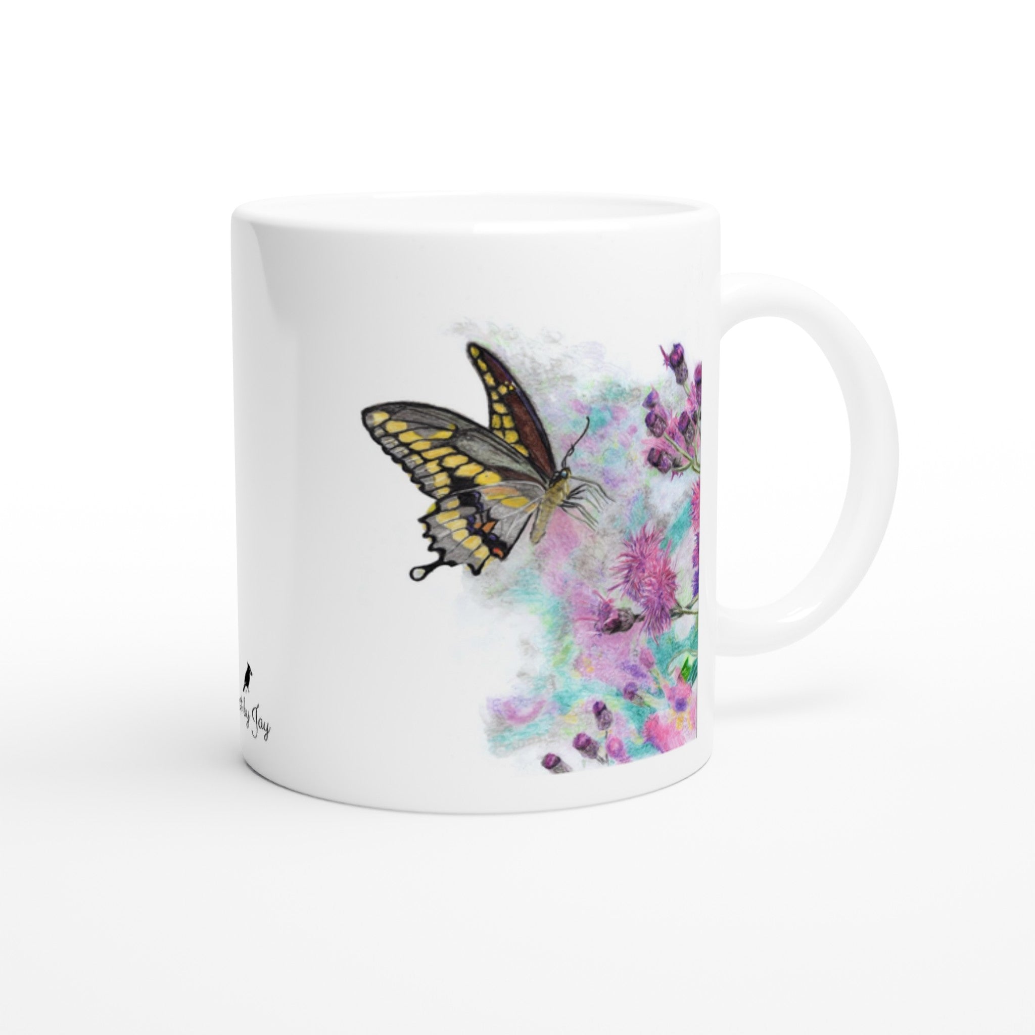 Yellow Butterfly Mug – 11oz Ceramic Wildlife Coffee Cup