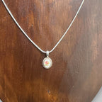 Vintage Mid-Century Mini Floral Pendant Necklace Silver Tone Lucky Gift