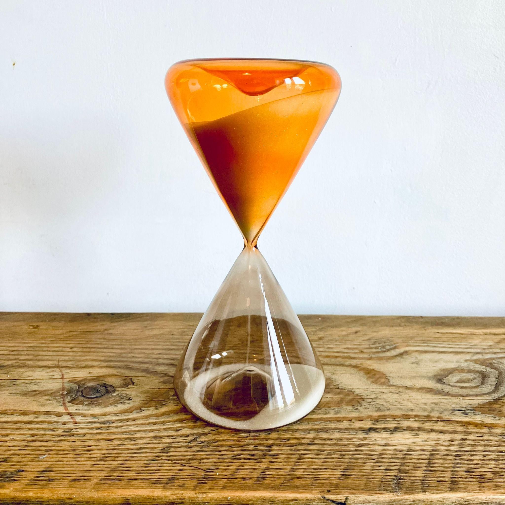 Large 70s Inspired Retro Glass Sand Egg Timer Orange Homeware Gift 19cm