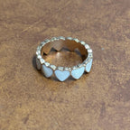 Vintage Stackable White Gemstone Heart Ring Gold Tone Band Party Ring - Size N 1/2