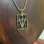 Retro Judgement Tarot Card Pendant Necklace Gold Tone Snake Chain Lucky Gift