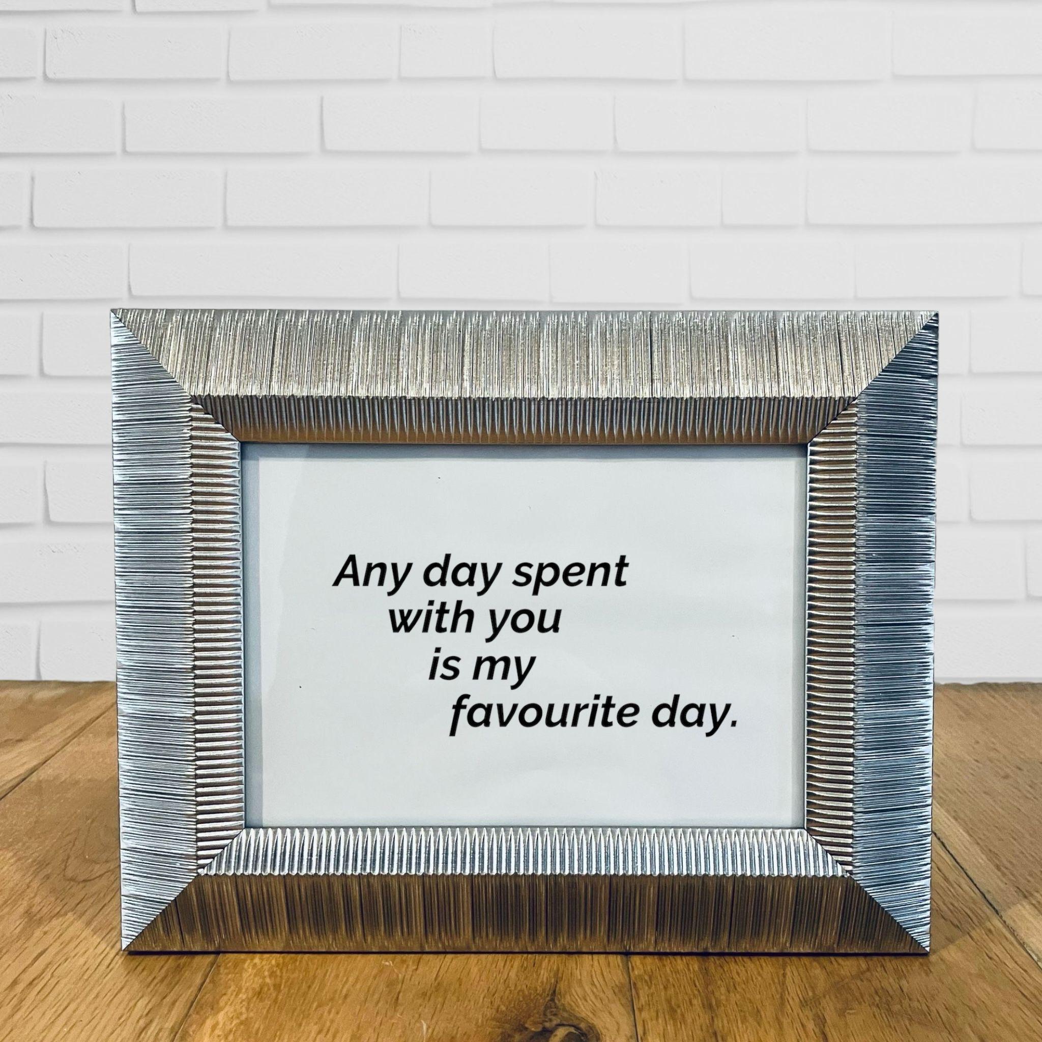 Ribbed Silver Framed Love Quote Print Valentine&#39;s Day Gift Friend Girlfriend Boyfriend Anniversa