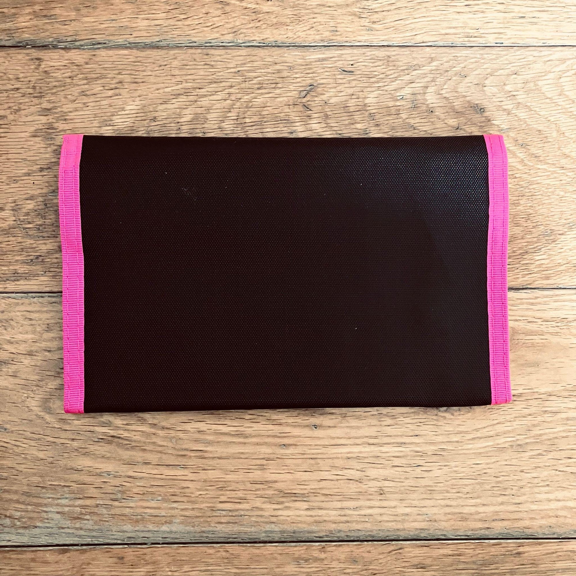 Retro Oversized Neon Cornwall Purse Wallet Black/Pink Raver Festival Beach