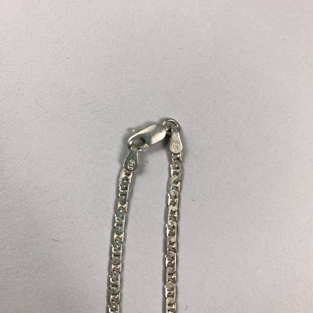 Vintage 925 Sterling Silver Short Choker Chain Necklace Made In Italy.