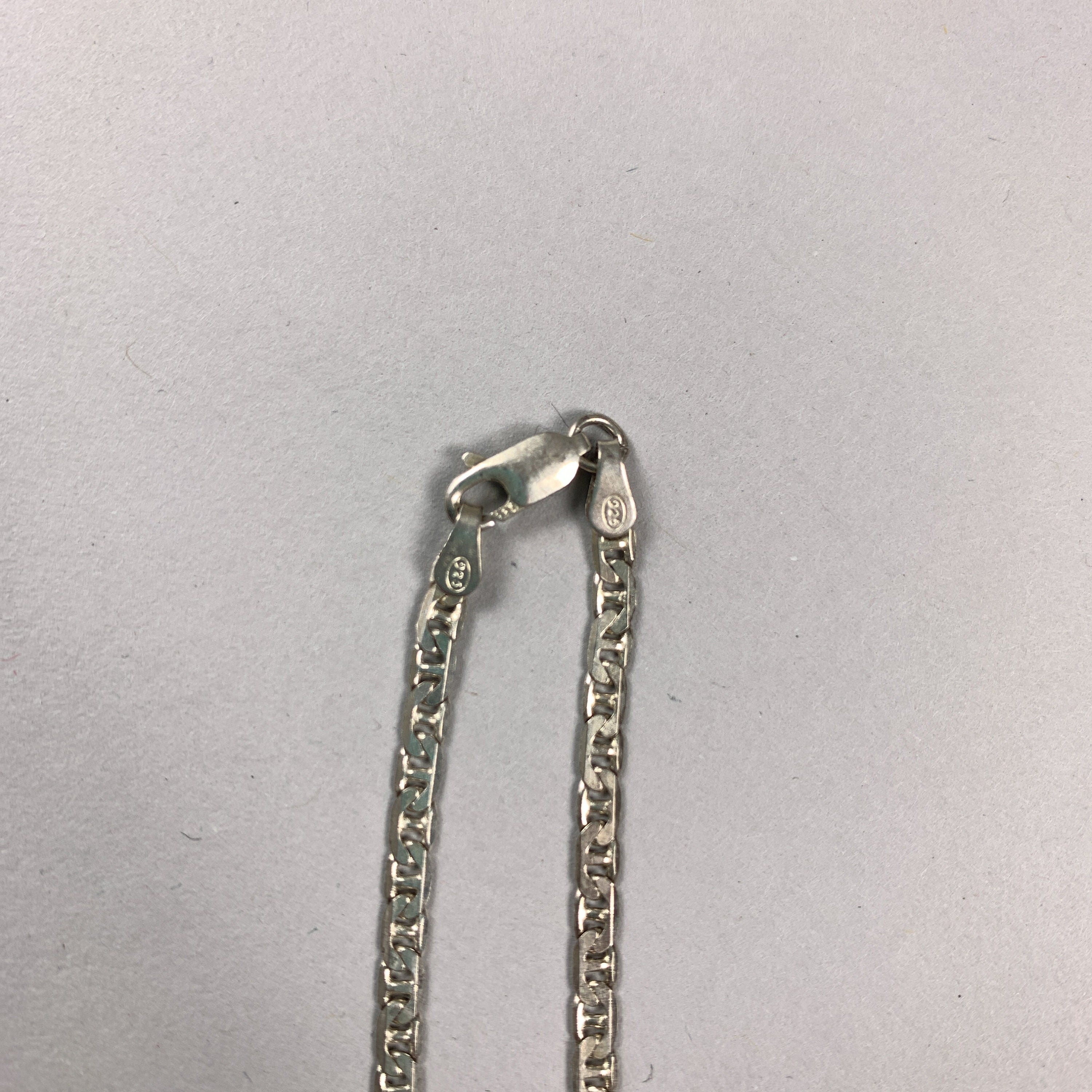 Vintage 925 Sterling Silver Short Choker Chain Necklace Made In Italy.