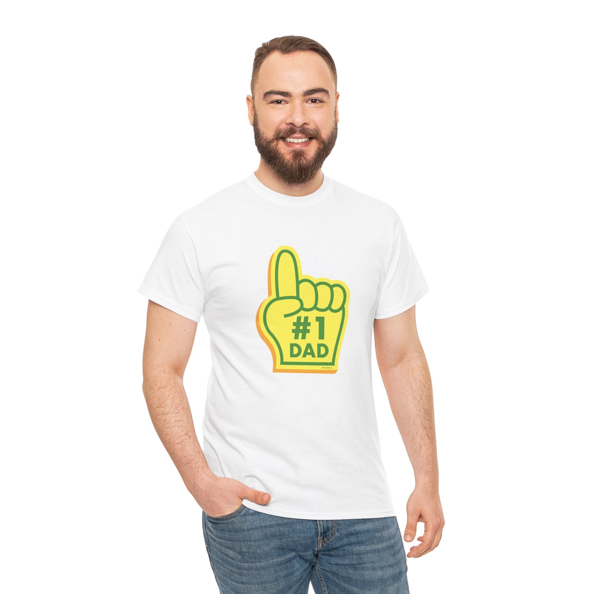 Novelty #1 Dad Hand Printed T-Shirt 100% Cotton Retro Dad Tee Birthday Father's Day Gift