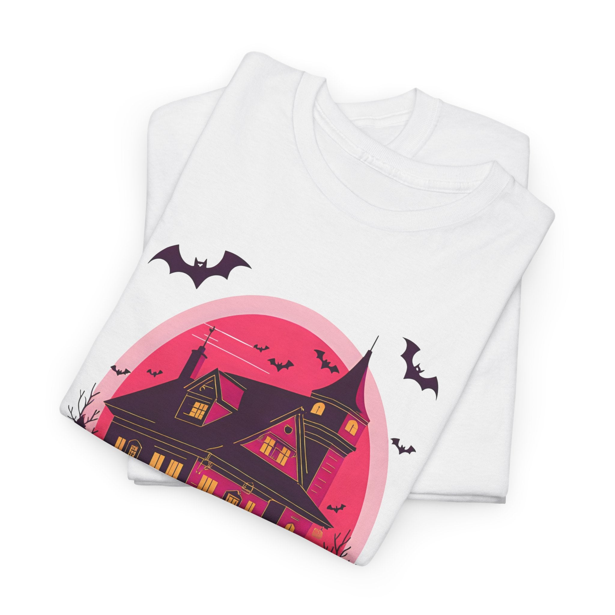 Haunted House Printed T-Shirt 100% Cotton Novelty Scary Halloween Tee