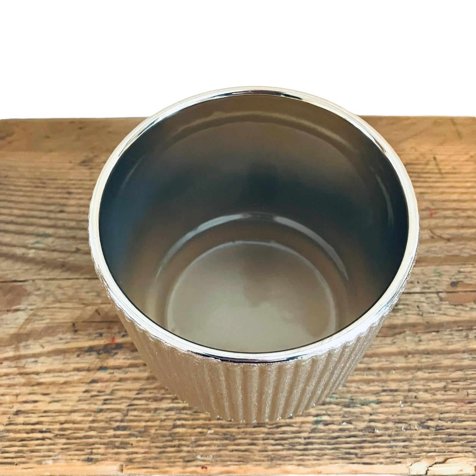 Metallic Gold Retro Planter Ribbed Plant Pot Unique Homeware Gift 11cm
