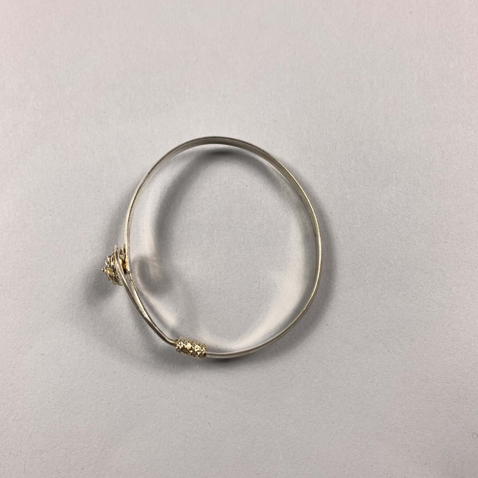 Vintage Floral Rose Bangle Costume Silver Tone Bracelet