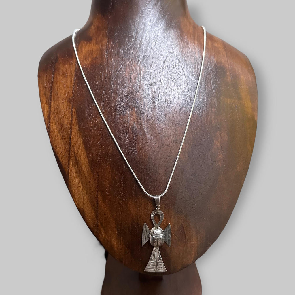 Vintage Unique Aztec Angel Pendant Necklace Hieroglyphic Lucky Gift