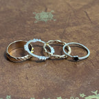 Vintage Costume Ring Bundle Silver/Gold Tone Stackable Rings Collection 4 Pieces - Size P 1/2