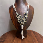 Vintage Handmade Tribal Disk Pendant Necklace White/Brown