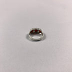 Vintage 925 Sterling Silver Garnet Trilogy Ring - Q