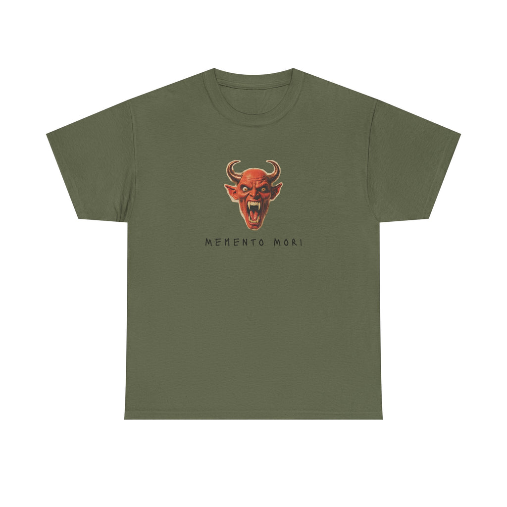 Memento Mori Devil Printed T-Shirt 100% Cotton Halloween Scary Satan Tee Gift