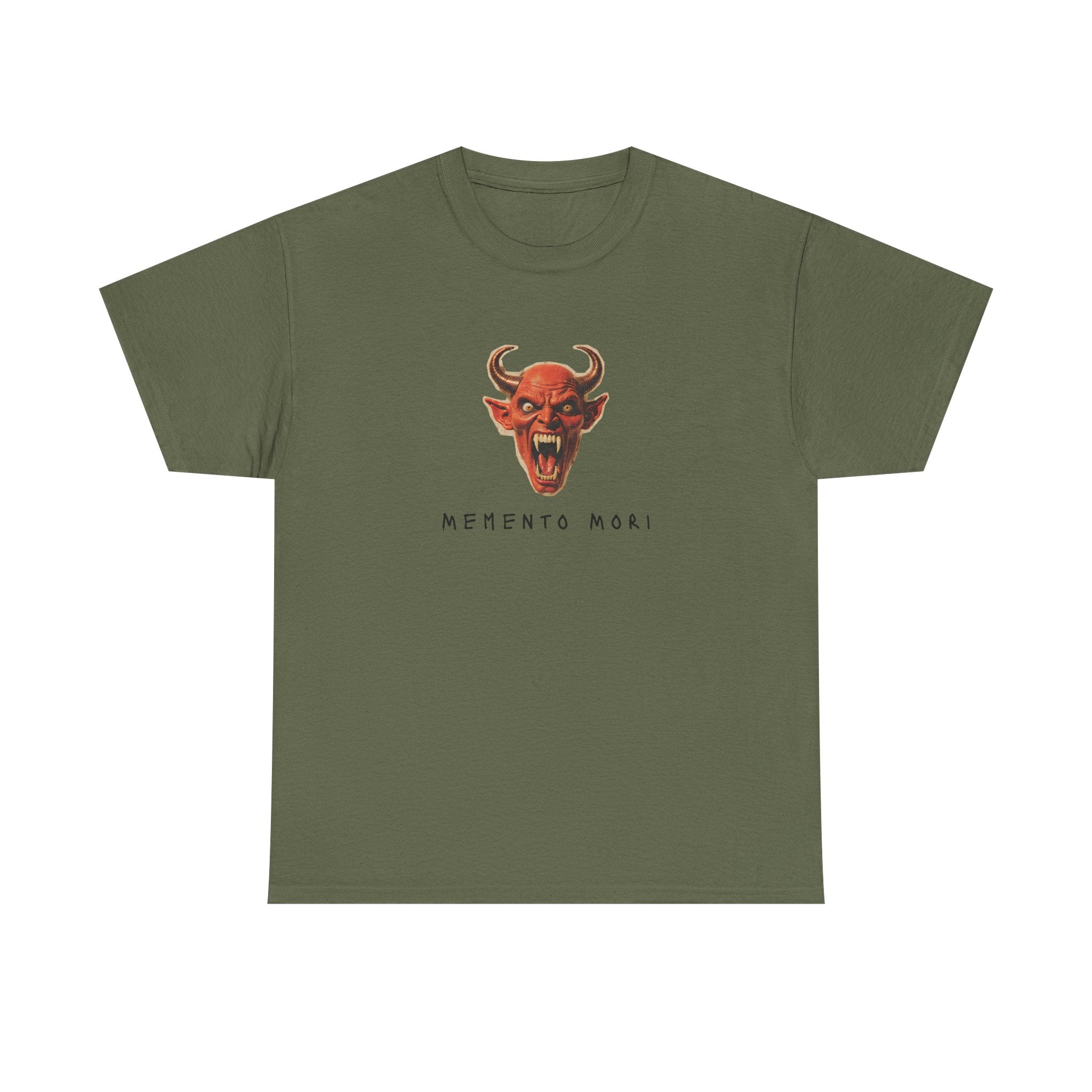 Memento Mori Devil Printed T-Shirt 100% Cotton Halloween Scary Satan Tee Gift