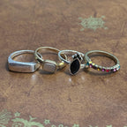 Vintage Stackable Costume Silver/Gold Tone Party Ring Collection 4 Pieces - Size R 1/2