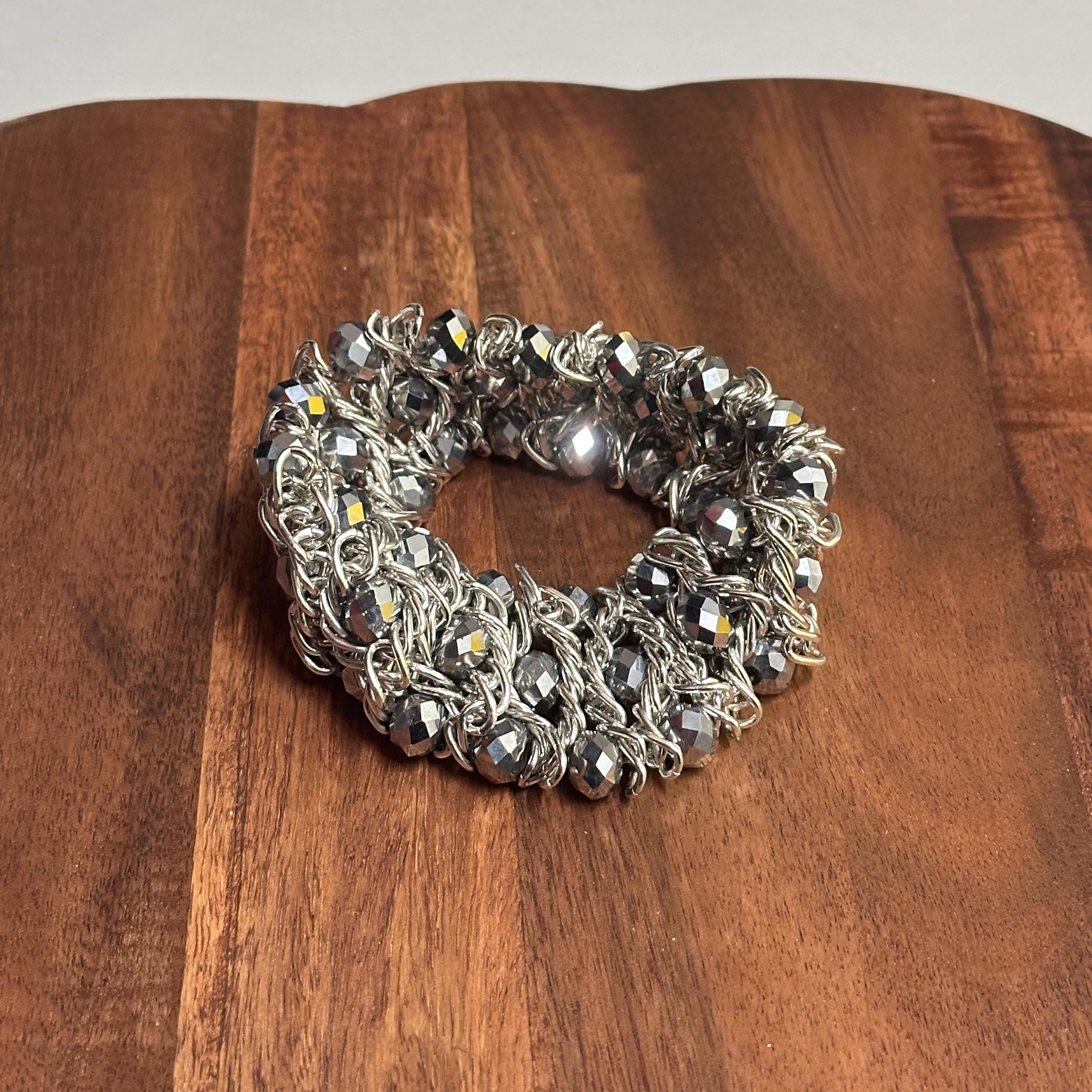 Vintage Unique Cuff Chain Diamanté Bracelet Jewellery Gift