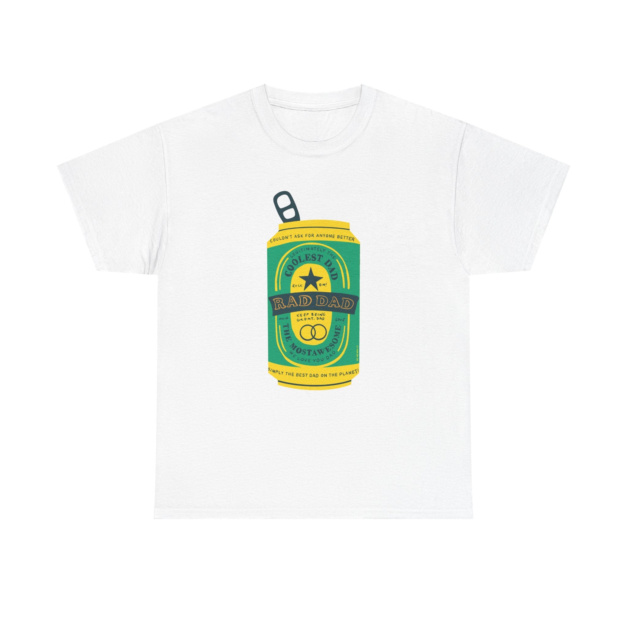 Rad Dad Beer Can Printed T-Shirt 100% Cotton Novelty Dad Tee Birthday Father's Day Gift