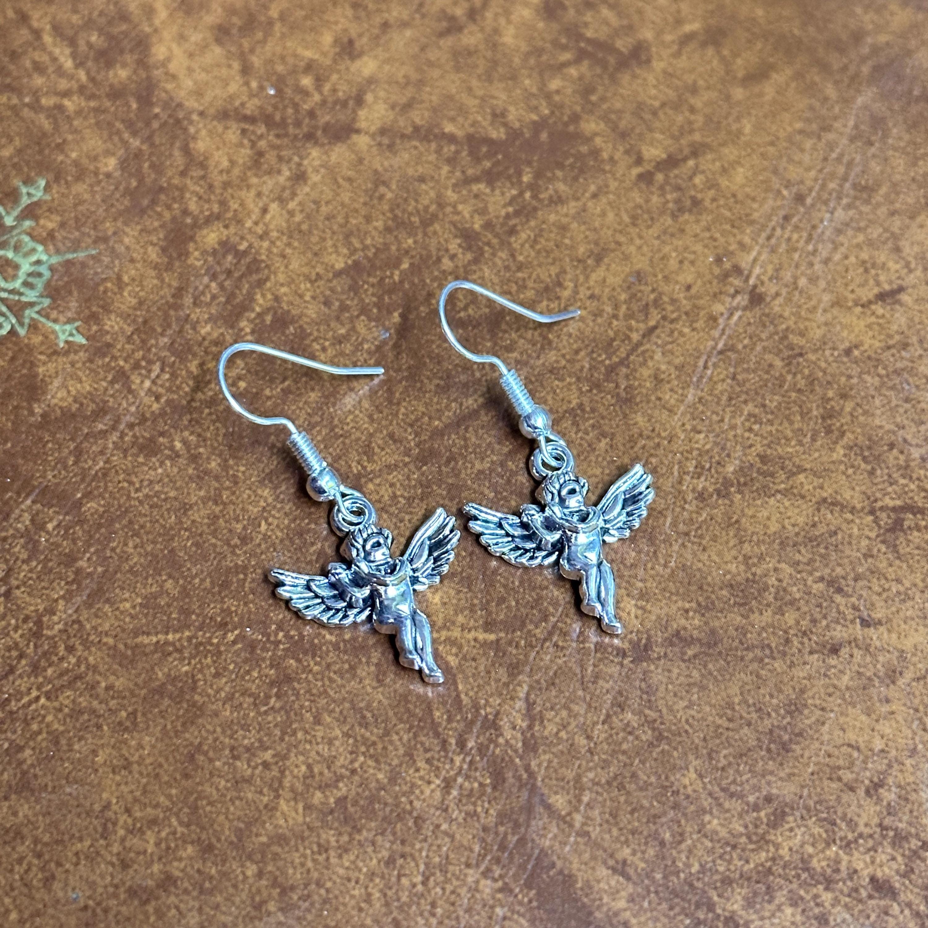 Handmade Fairy Angel Themed Drop Earrings Silver Tone Charm Dangle Earrings Various