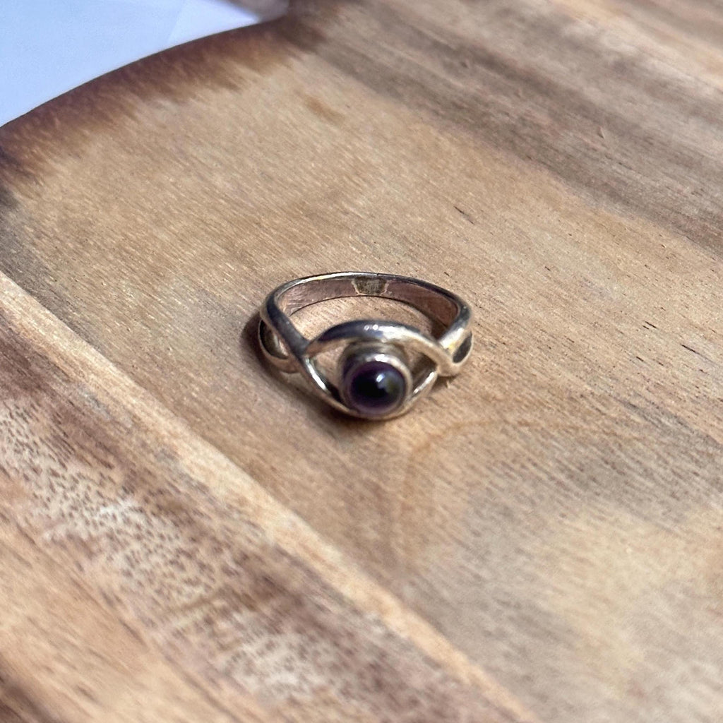 Vintage Unique 925 Silver Purple Gemstone Ring Gift- Size L
