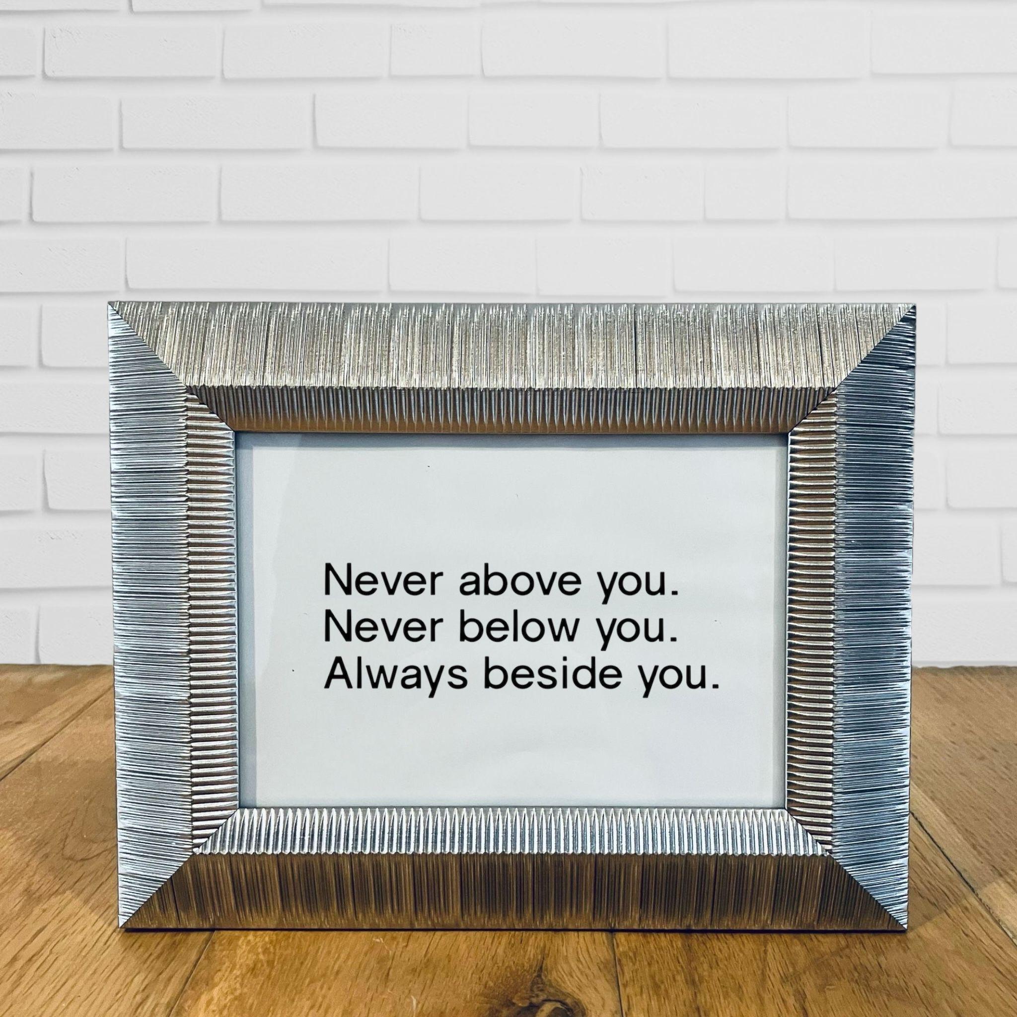 Ribbed Silver Framed Love Quote Print Valentine&#39;s Day Gift Friend Girlfriend Boyfriend Anniversa