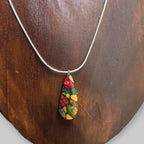 Vintage Coloured Gemstone Teardrop Pendant Necklace Mixed Stone Snake Chain