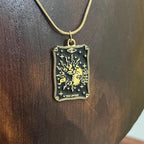 Retro The Lovers Tarot Card Pendant Necklace Gold Tone Snake Chain Lucky Gift