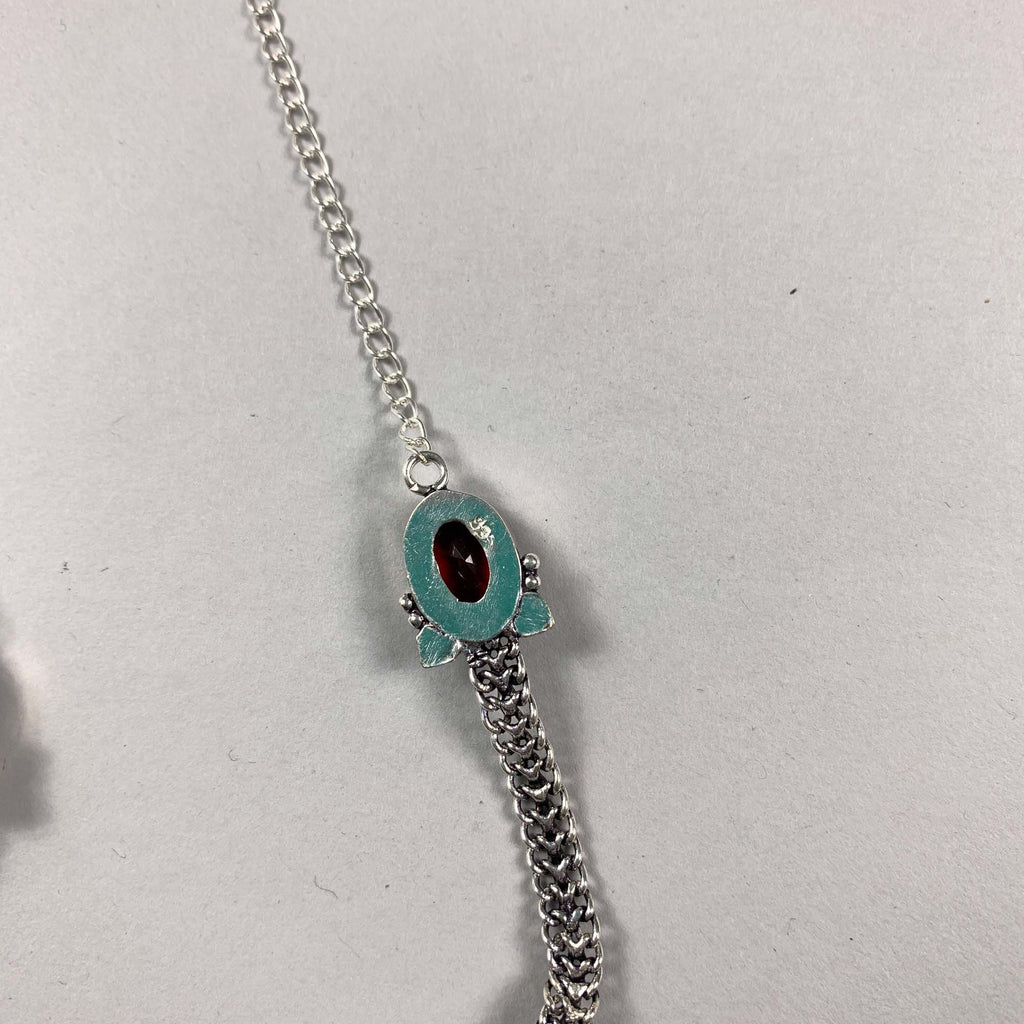 Vintage Unique Costume Jasper Stone & Garnet Necklace