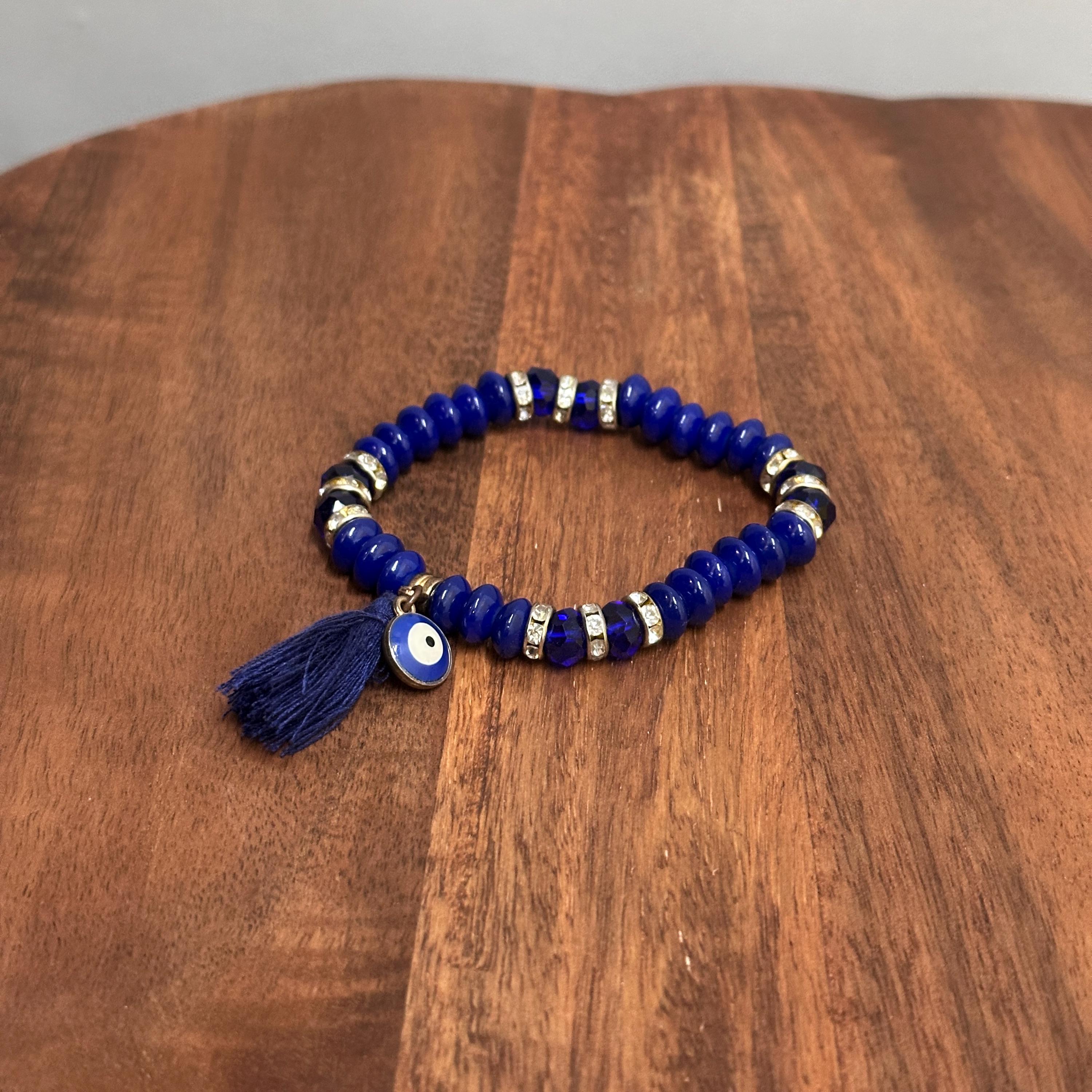 Vintage Handmade Blue Turkish Evil Eye Beaded Bracelet Unique Gift