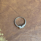 Vintage 925 Solid Silver Clear Diamanté Cluster Star Ring - Size Q