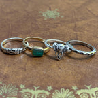 Vintage Gothic Costume Ring Bundle Silver/Gold Tone Ring Collection 4 Pieces - Size R