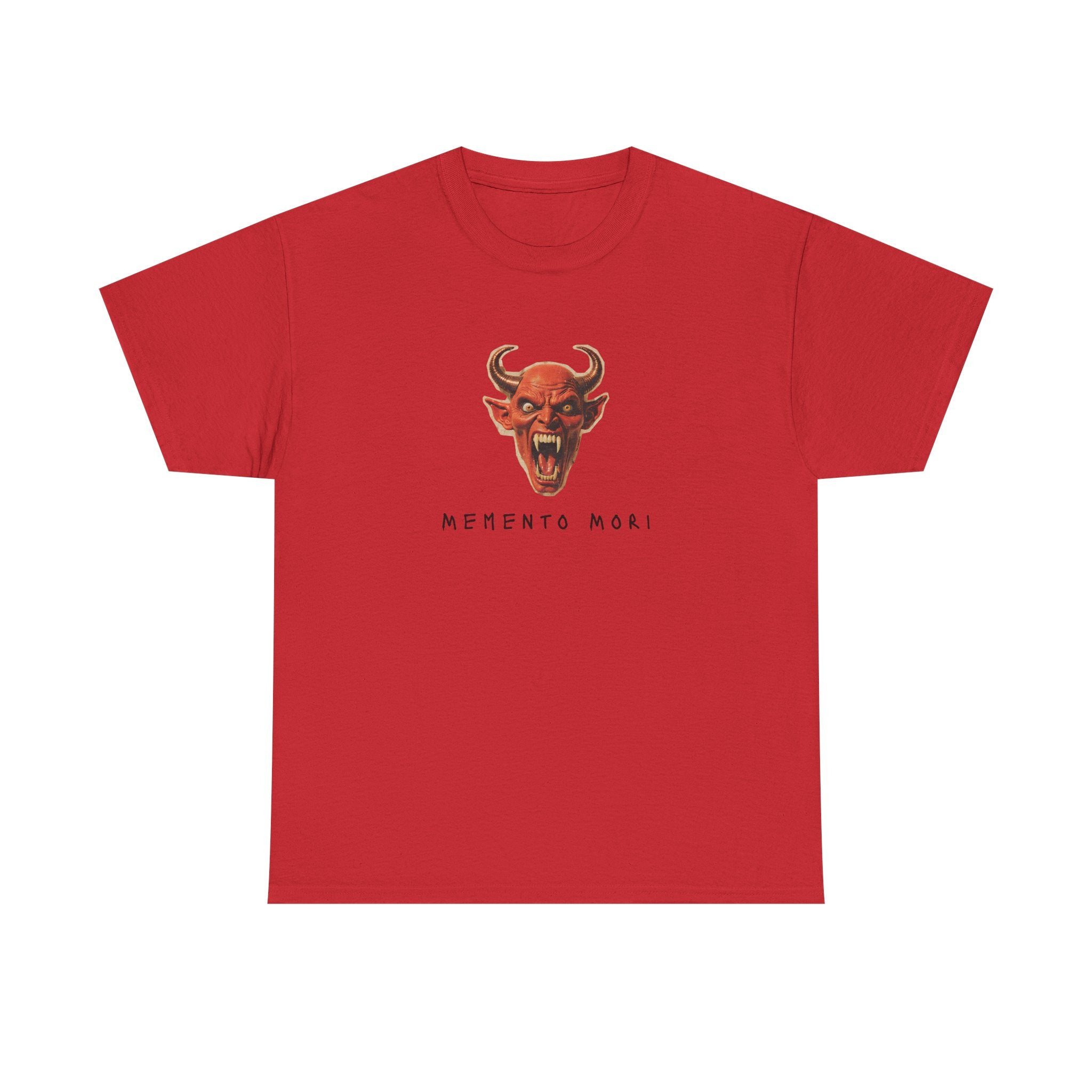 Memento Mori Devil Printed T-Shirt 100% Cotton Halloween Scary Satan Tee Gift