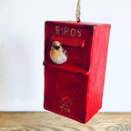 Vintage Style Painted Bird Box Post Box Hanging Bird Feeder Red
