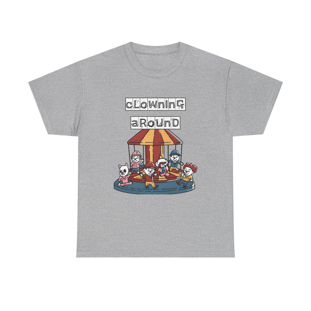 Clowning Around Novelty Printed T-Shirt 100% Cotton Weird Clown Merry Go Round Halloween Tee