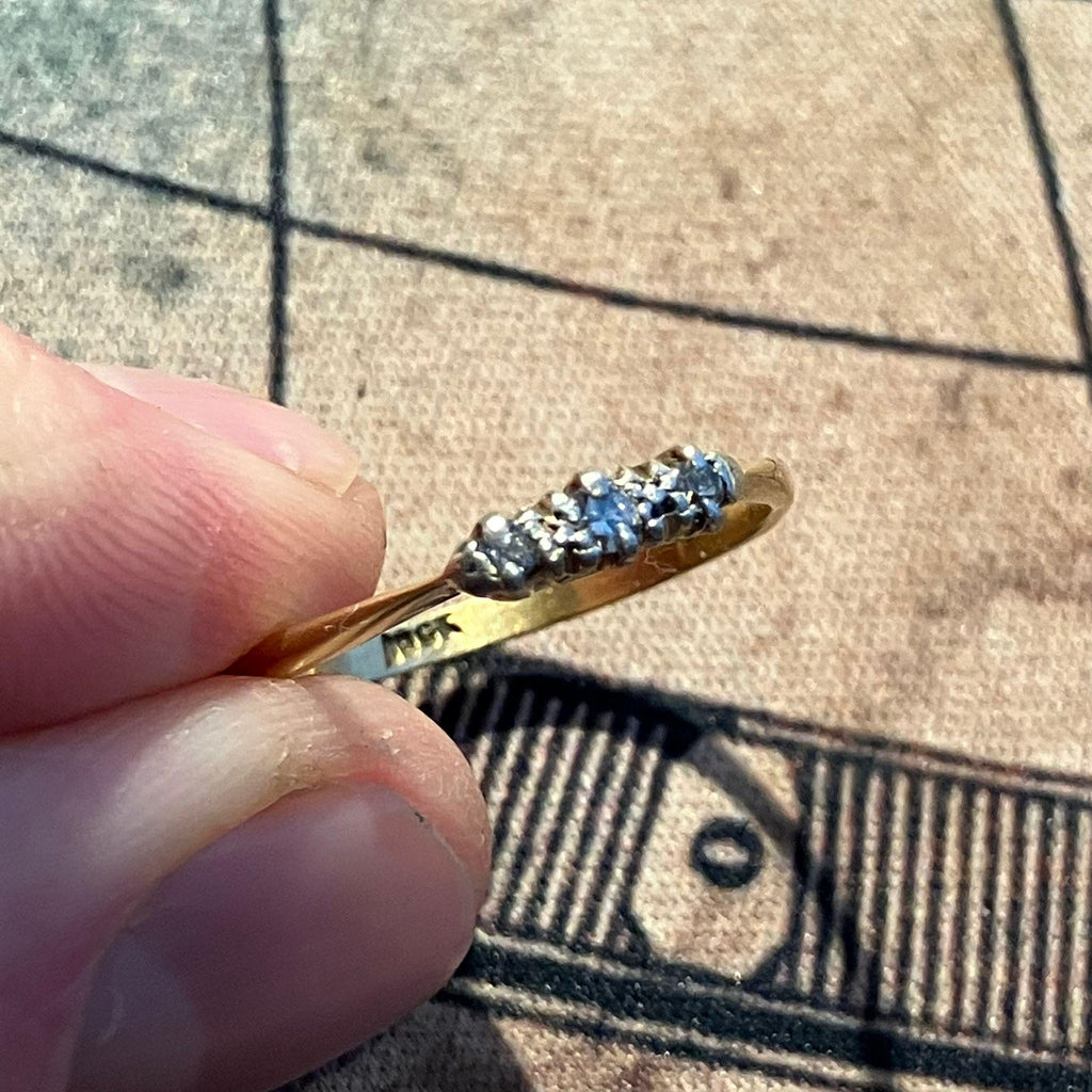 Vintage Gold Clear Gem Diamond Cluster Eternity Ring Gift - Size P