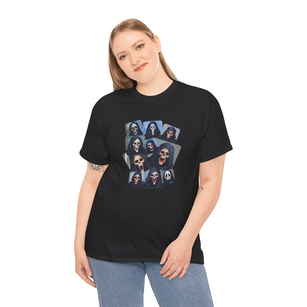 Grim Reaper Collage Printed T-Shirt 100% Cotton Novelty Scary Halloween Death Tee