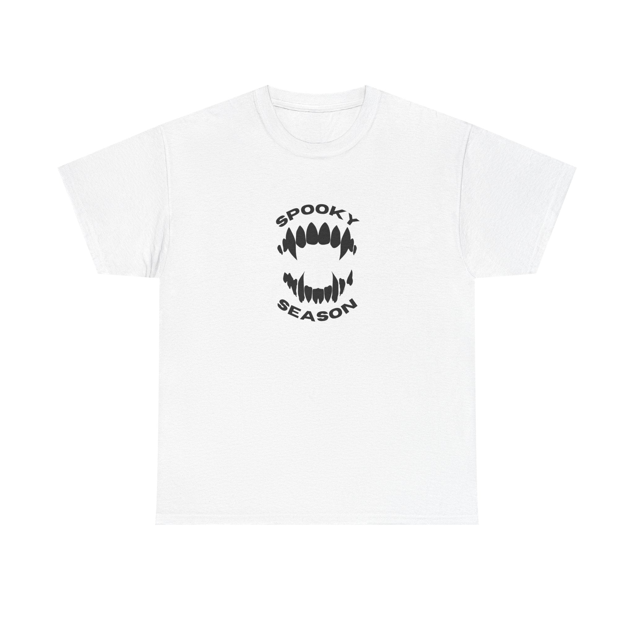 Spooky Season Halloween Printed T-Shirt 100% Cotton Scary Vampire Teeth Novelty Tee