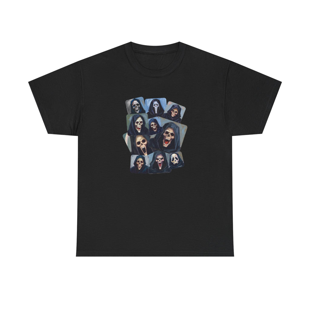 Grim Reaper Collage Printed T-Shirt 100% Cotton Novelty Scary Halloween Death Tee