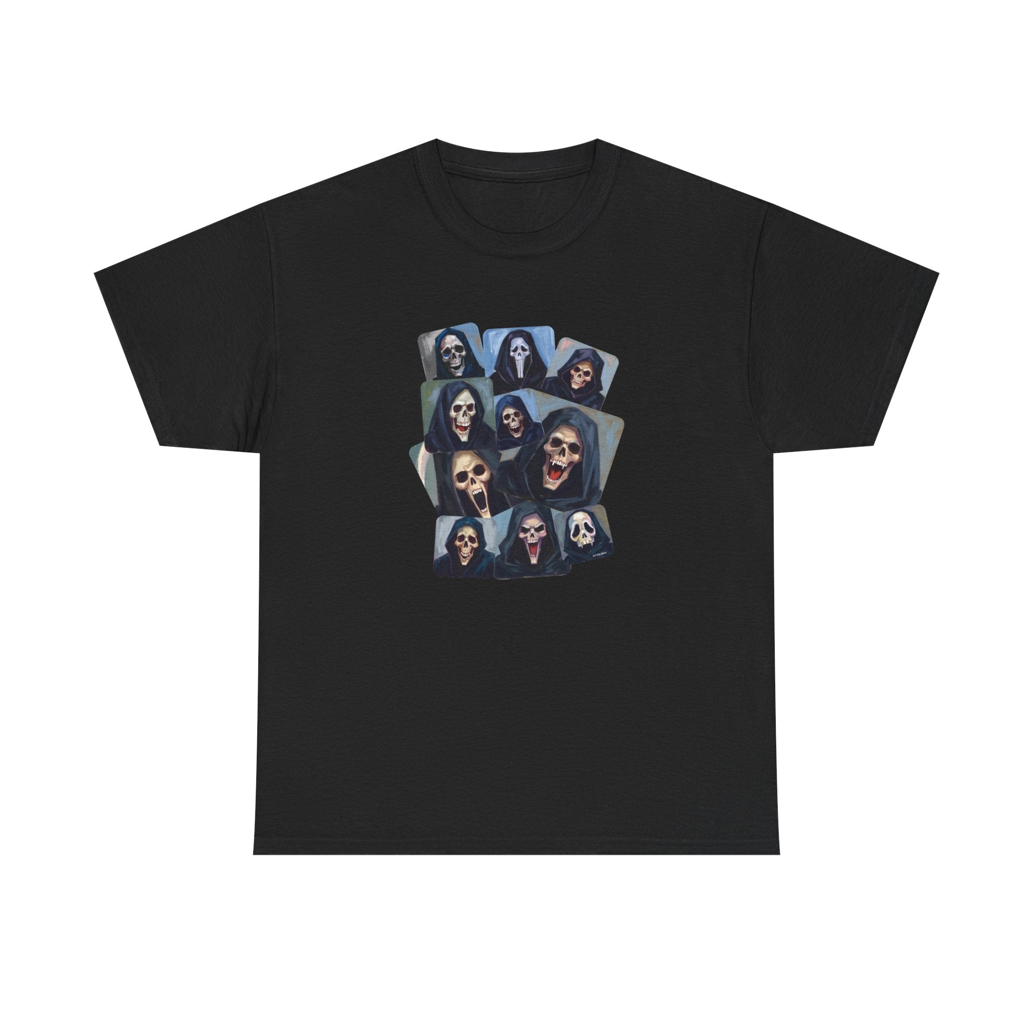Grim Reaper Collage Printed T-Shirt 100% Cotton Novelty Scary Halloween Death Tee