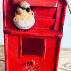 Vintage Style Painted Bird Box Post Box Hanging Bird Feeder Red