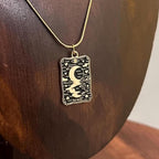 Retro The Moon Tarot Card Pendant Necklace Gold Tone Snake Chain Lucky Gift