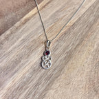 Vintage Delicate 925 Sterling Silver Red Gemstone Necklace Celtic Tribal Gift