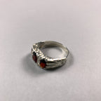 Vintage 925 Sterling Silver Garnet Trilogy Ring - Q