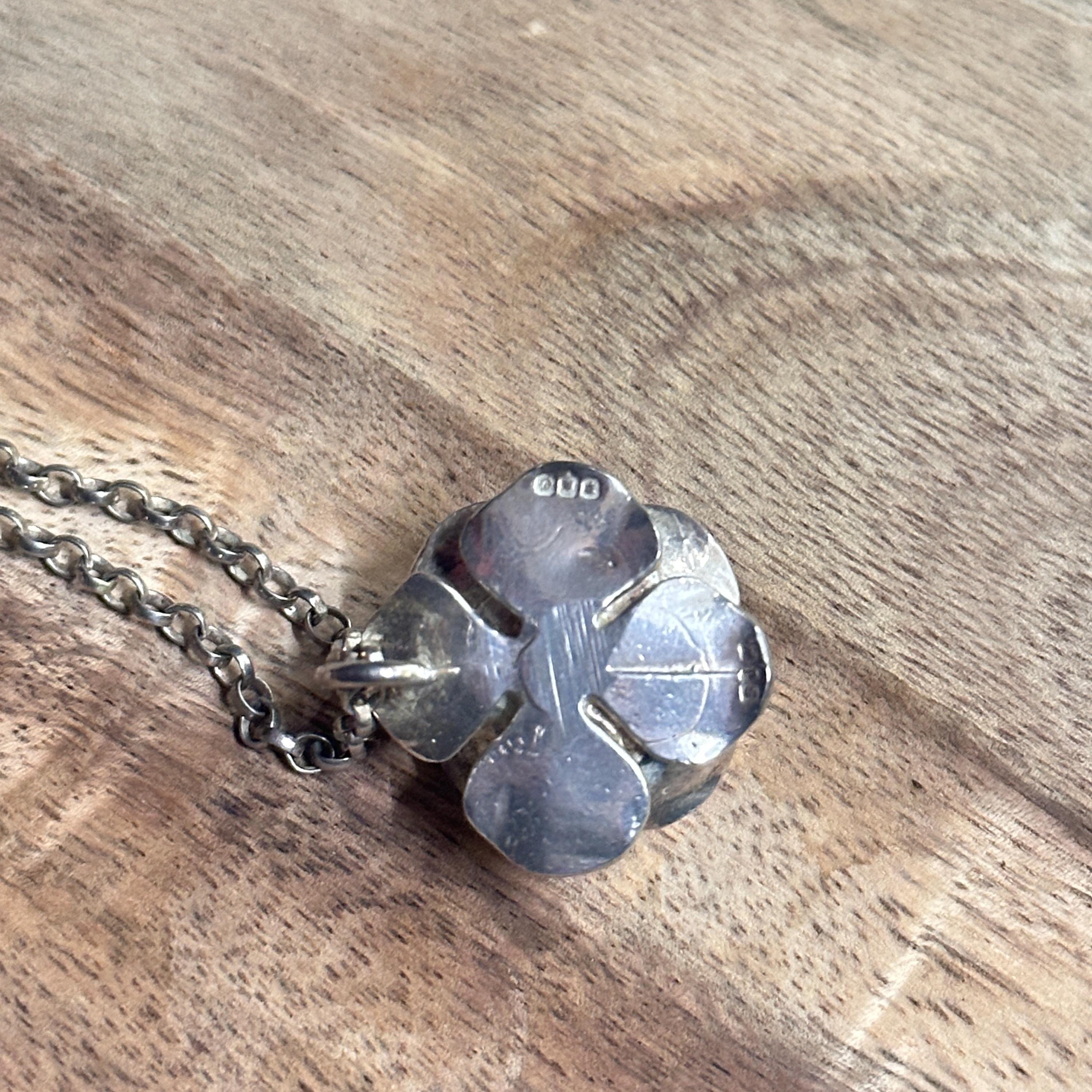 Vintage Unique Solid Silver Rose Pendant Necklace 925 Sterling Silver Gift