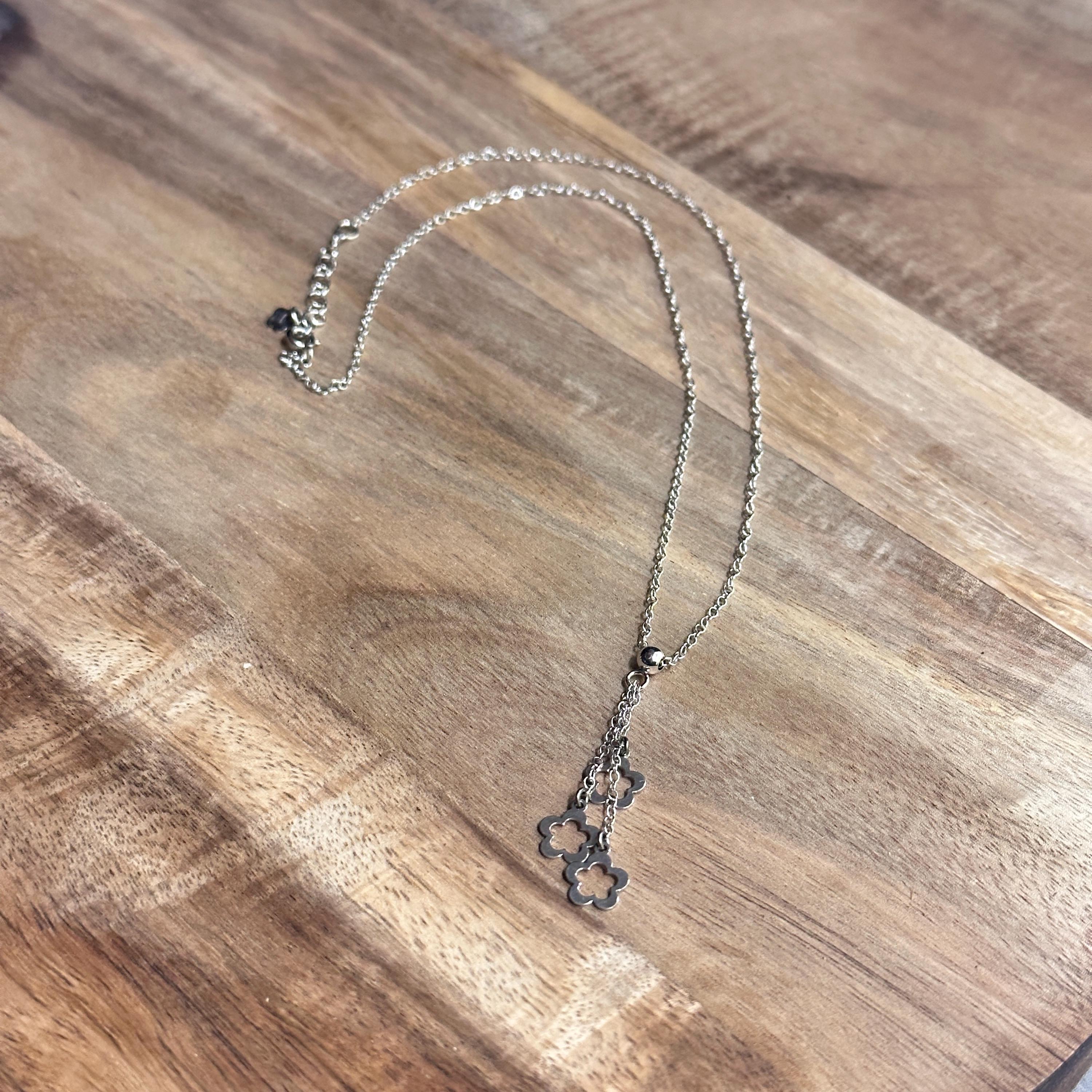 Vintage Delicate Floral 925 Sterling Silver Pendant Necklace Gift