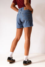 Vintage Levi's Raw Cut Denim Shorts Dark Blue