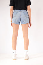 Vintage Wrangler Raw Cut Denim Shorts Light Blue