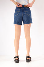 Vintage Lee Raw Cut Denim Shorts Dark Blue