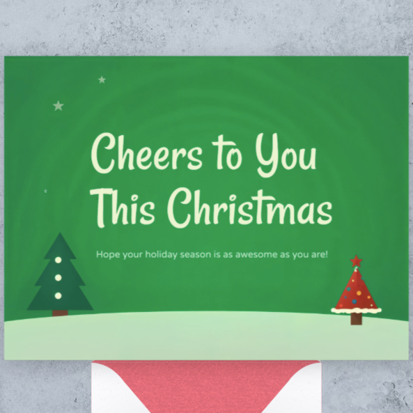 Festive Cheers eCard with a cheers to you this christmas on a green card